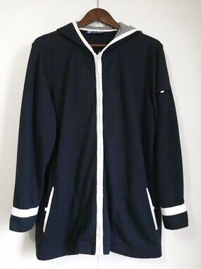 Penningtons Seattle Fit Hooded Nautical Zip Jacket 1X Highliner